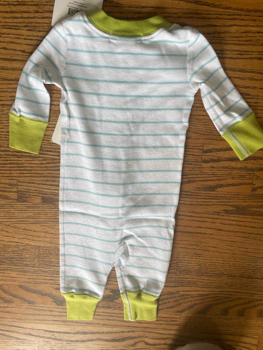 NWT SERENA & LILY Organic Cotton Baby Sleeper. Auqua Stripes. 0-6 months. - Picture 2 of 7